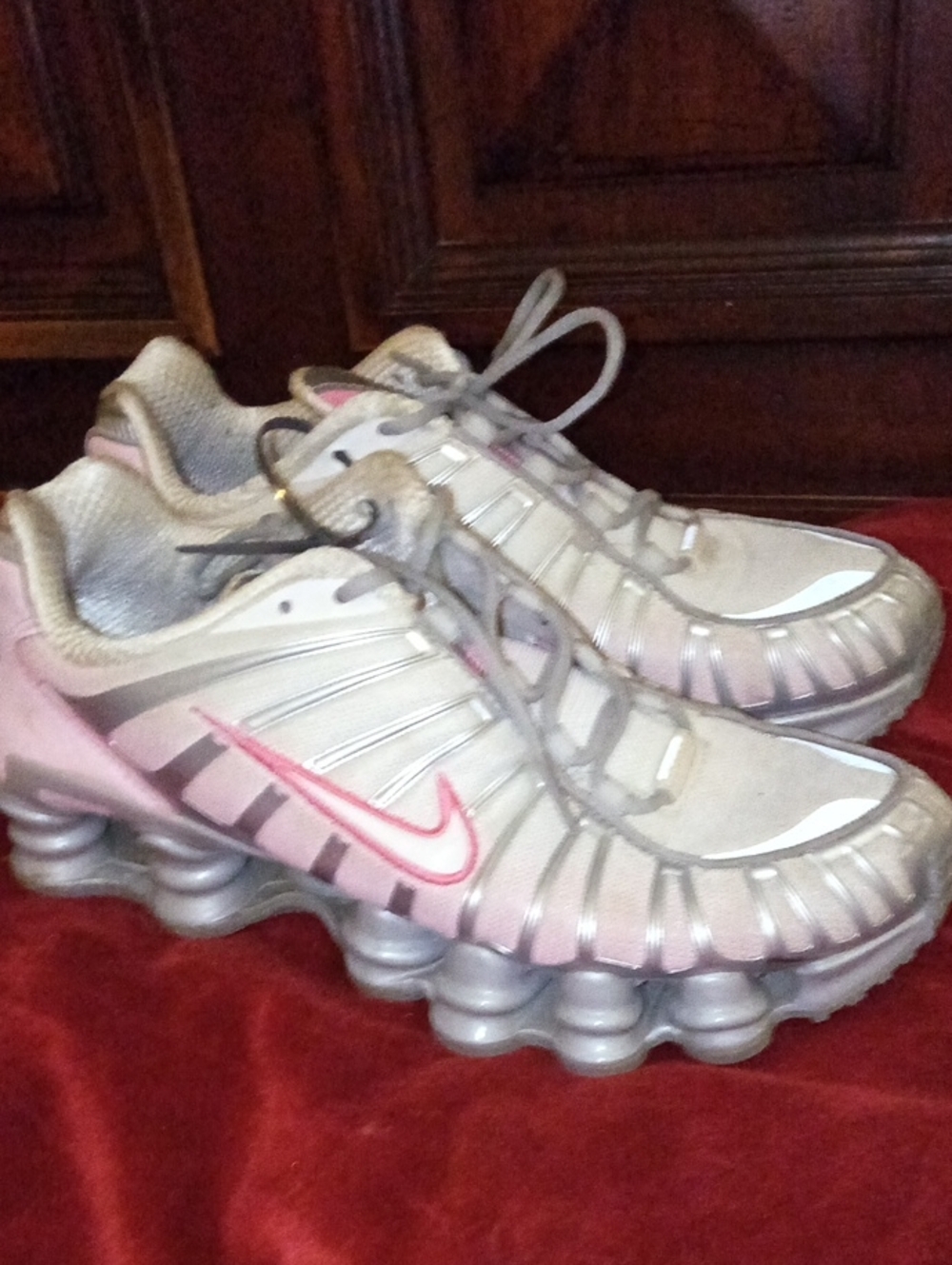 Nike Shox Women's Silver with Pink Accent Shox Running Sneakers